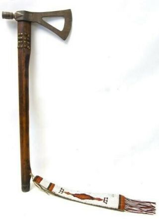 Extremely RARE authentic Beaded Drop Plains Indian Trade Pipe TOMAHAWK 1800,  s 2