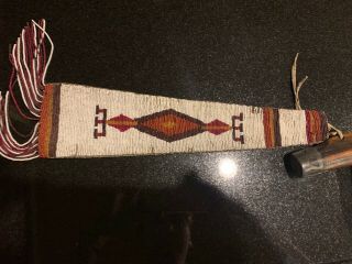 Extremely RARE authentic Beaded Drop Plains Indian Trade Pipe TOMAHAWK 1800,  s 5
