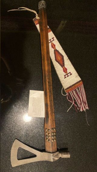 Extremely RARE authentic Beaded Drop Plains Indian Trade Pipe TOMAHAWK 1800,  s 9