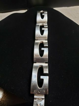 Gucci Vintage Sterling Silver Bracelet 85 Grams Big G One Inch Wide Authentic