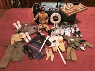 Vintage 1964 Gi Joe With Aqua Locker And Many Other Accessories And Outfits.