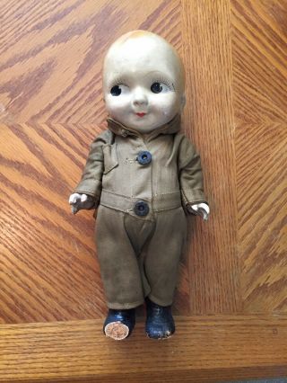 Vintage Lee Jeans Buddy Lee Advertising Doll Beige Jumpsuit Antique Retro Denim