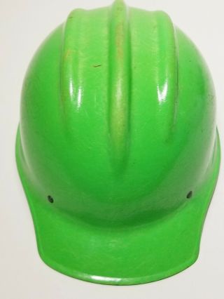 VINTAGE LiMe GREEN FIBERGLASS BULLARD 502 Hard Hat IRONWORKER 2