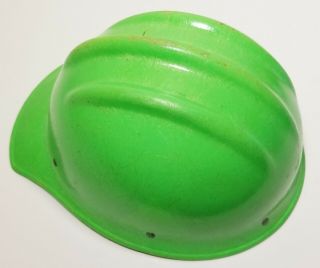 VINTAGE LiMe GREEN FIBERGLASS BULLARD 502 Hard Hat IRONWORKER 3