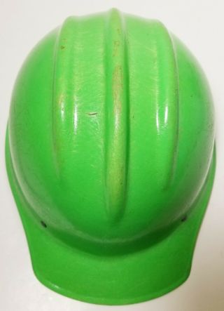 VINTAGE LiMe GREEN FIBERGLASS BULLARD 502 Hard Hat IRONWORKER 5