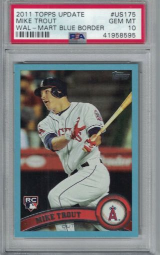 2011 Topps Update Walmart Blue Border Mike Trout Psa 10 Rc Angels Rare