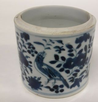 Antique 1800s Japanese/chinese Blue & White Bird Design Pot