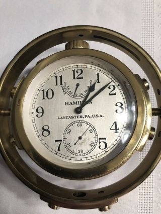 Vintage Maritime 1942 Wwii Us Navy Mtd Hamilton Model 22 Chronometer