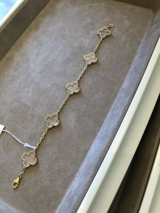 Nib Van Cleef & Arpels Vintage Alhambra Rock Crystal 5 Motif Bracelet Limited