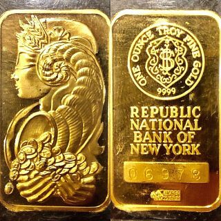 1 Oz Pamp Suisse Lady Fortuna Republic National Bank York Gold Rnb Bar Rare