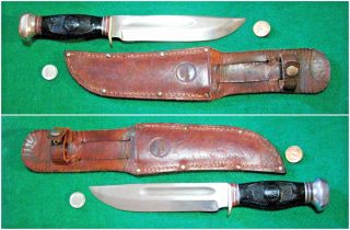Vtg Sheath Hunt 6 Blade Remington Rh46 Antique Knife 1 Dupont Orig Leather Case