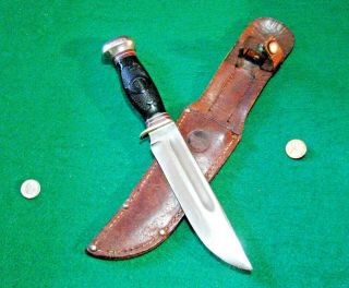 Vtg Sheath Hunt 6 Blade REMINGTON RH46 Antique Knife 1 DuPONT Orig Leather case 6