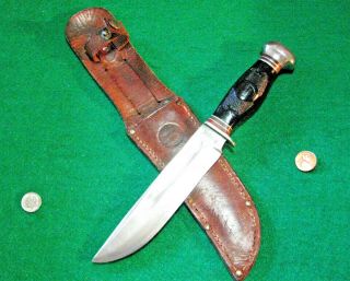 Vtg Sheath Hunt 6 Blade REMINGTON RH46 Antique Knife 1 DuPONT Orig Leather case 8
