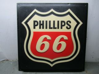 Vintage Phillips 66 Gas Station Sign Plastic Lighted Back Advertising Oil