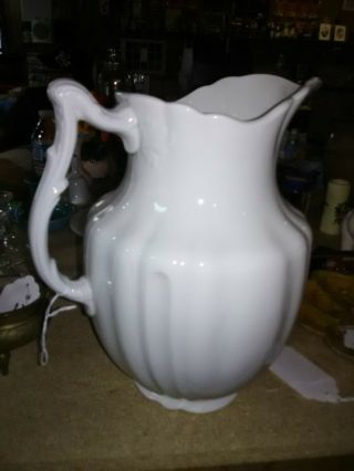 Wood And Sons Large White Vintage Pitcher
