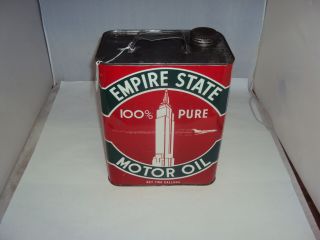 Vintage Advertising Two Gallon Empire State Service Station Oil Can 222 - Q