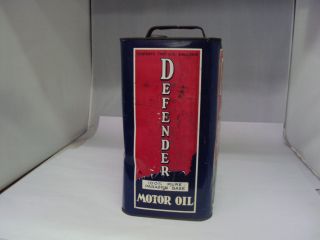 VINTAGE ADVERTISING TWO GALLON DEFENDER SERVICE STATION OIL CAN 706 - Z 2