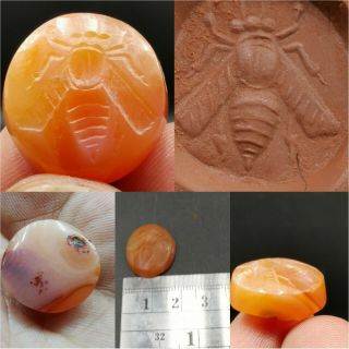 Ancient Sassanian Old Wonderful Honey Bee Seal Agate Stone 32
