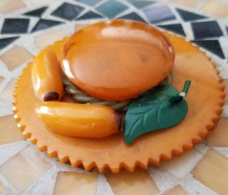 Vintage Carved Lady Derby Fashion Hat Bakelite Sunday Church Brooch Pin Rare