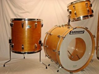 Gorgeous Vintage 1969 Ludwig 3 - Pc Maple Thermogloss - Classic Drum Outfit