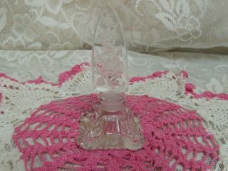Antique Cut Glass Perfume Bottle Hand Crafted Hanging Flower Design Czech Stamp