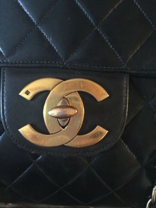 Authentic Chanel Vintage Jumbo Black Flap Bag. 2