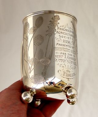 Victorian Sterling Silver Agricultural Trophy Tankard.  Pangbourne Berkshire 1886