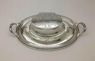 Fine English Sterling Silver Inkwell Inkstand Andrew Fogelberg 1773 Royal Crest