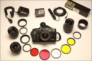 Contax G2 Black 35mm Film Rare Black Camera - 21mm,  28mm,  45mm,  90mm Lenses,