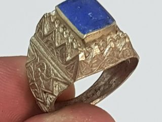 Stunning Exeptional Medieval Silver Ring Rare Stone.  7,  9 Gr.  19 Mm