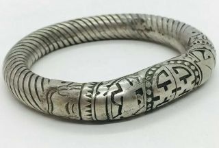 Antique Chinese Sterling Silver Unusual Ornate Bangle Bracelet