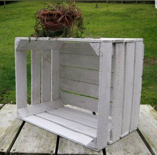 1 x White Wash Solid Vintage Wooden Apple Crate Box Painted Wedding Crates 11