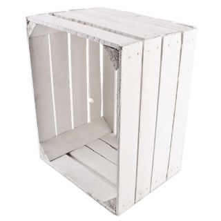 1 x White Wash Solid Vintage Wooden Apple Crate Box Painted Wedding Crates 4