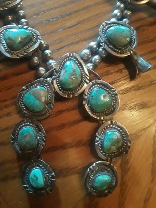 ANTIQUE squash blossom necklace ROYSTON Turquoise Sterling,  170 grams,  27 