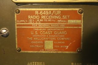 RARE Hallicrafters R - 649A/UR Receiver made for the Coast Guard plus Manuals 2