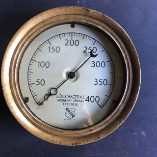 Vintage Ashcroft Brass Locomotive Steam Pressure Gauge 8 Inch
