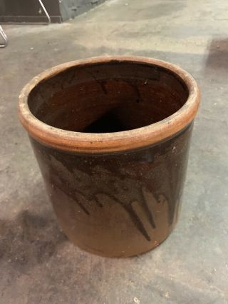 Vintage Stoneware Crock 2 Gallon Brown Antique