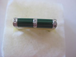 Vintage 14k Yellow Gold Malachite And Diamond Ring Size 6 $395