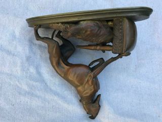 Antique Bronze Greyhound dog and Cat at play statue 7.  7 inches high 8