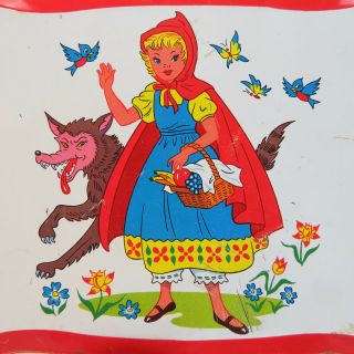 Vintage Tin Litho Little Red Riding Hood Child 