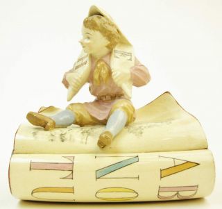 Rare Antique Ceramic Child ' s Nursery Trinket Box Spanish Spain CH or HC 2