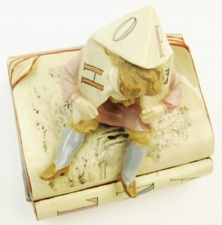 Rare Antique Ceramic Child ' s Nursery Trinket Box Spanish Spain CH or HC 3