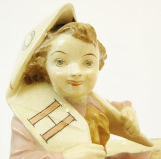 Rare Antique Ceramic Child ' s Nursery Trinket Box Spanish Spain CH or HC 8