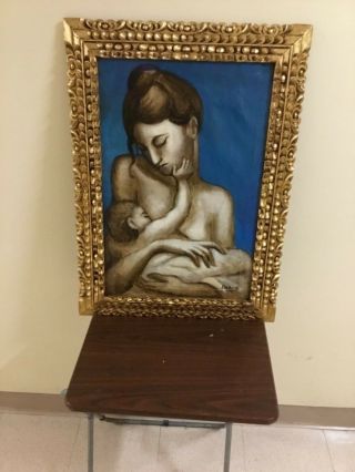 Pablo Picasso Oil Painting - “mother And Child” Rare