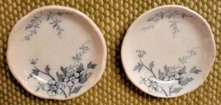 Vtg Butter Pats 2 Blue Transferware Dishes Blossom Pattern Alfred Meakin England