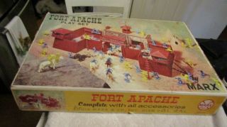 Vintage Marx 3681 Fort Apache Playset Box With Inside Cardboard Insert