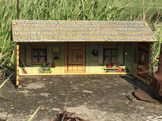 Marx Fort Apache Playset Vintage Tin Litho Log Cabin