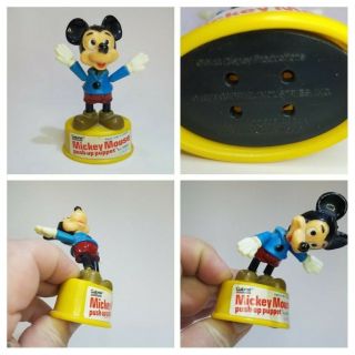 Cool Vintage 1977 Mickey Mouse Push Up Puppet Toy Walt Disney Productions