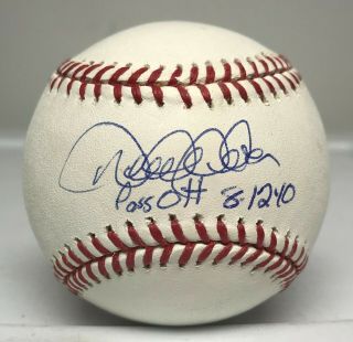 Derek Jeter Signed Baseball Rare " Passed Mel Ott " Inscription Mlb Hologram