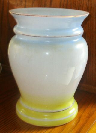 Antique Hand Painted Milk Glass Large Vase w Cherubs 4